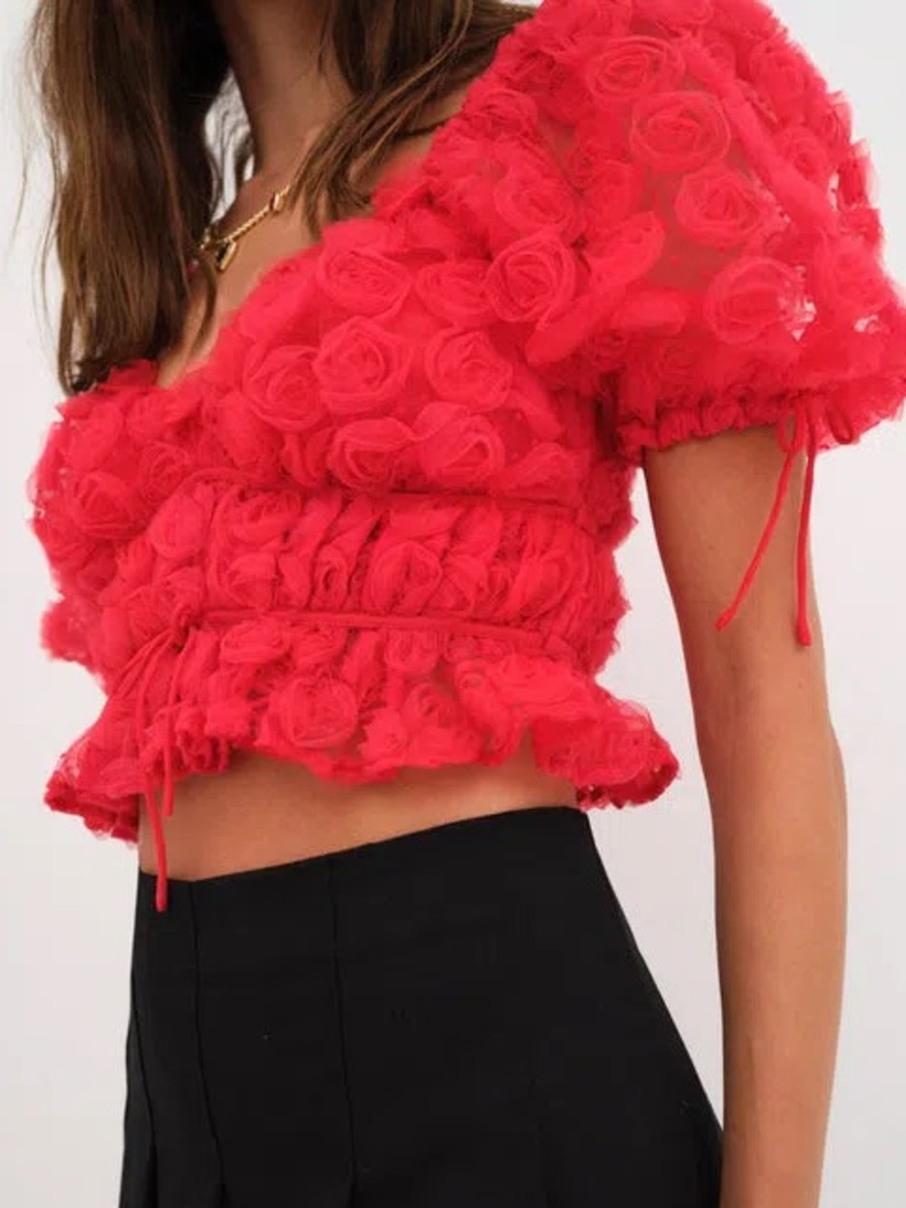 For Love and Lemons, Hannah red top, medium - Picture 3 of 10